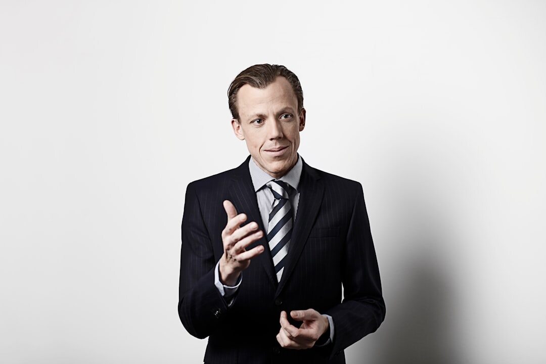 Studio portrait of a Finnish male television channel manager